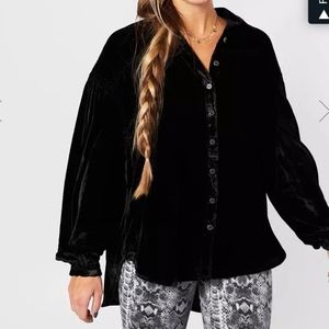 We The Free La Luna Black Velvet Button Down Shirt